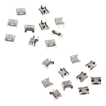 10 Vnt Micro USB Tipas B 5 Pin Female Lizdas, Jungtis 4 Kojų 90 Laipsnių Dropship