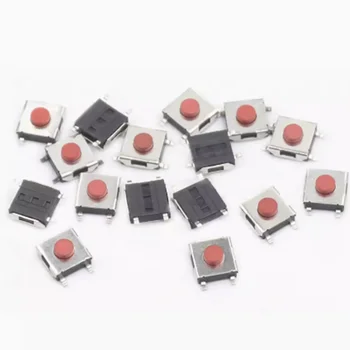100vnt 4Pin 5Pin 6*6*3.1 mm SMD Jungiklis 4Pin Touch Mikro Jungiklis Mygtukas Jungikliai Raudona SMD Tact Switch 6x6x3.1mm