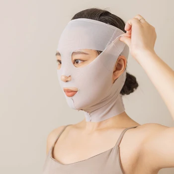 1PC 3D Daugkartinio naudojimo Kvėpuojantis Grožio Moteris Raukšlių Lieknėjimo Tvarstis V Shaper Full Face Lift Miego Kaukė