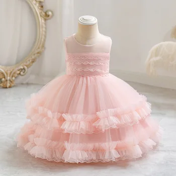 2023 Nauja Vaikų pirmaisiais Metais Reljefiniai Suknelė Mergina Nėrinių Princesė Dress Gimtadienio Suknelė 7