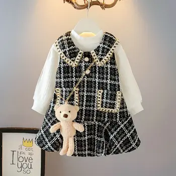 2023 Naujų Rudens Mergaičių Nustatyti Korėjos Versija Suknelė Kūdikių Bako Viršuje Sijonas Užsienio Stiliaus Mažų Kvepalų Ilgomis Rankovėmis Dviejų Dalių Komplektas