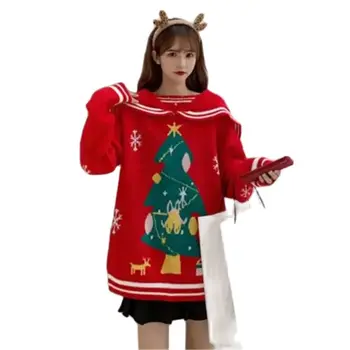 2023 Žiemą Šilta, Golfo Kalėdas Vakarų karinio jūrų Laivyno Kaklo Megztinis Trikotažas Moterų Marškiniai Joker Laisvalaikio Kalėdų
