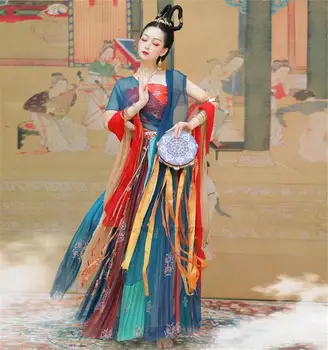 2024 m. moterų klasikinio etapo rezultatus kostiumas kinijos hanfu nustatyti šokių kostiumas dunhuang plaukioja klasikinio šokio drabužiai