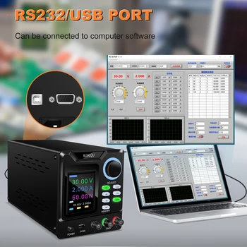 30 V, 10A, RS-232, USB Reguliuojamas Lab Maitinimo šaltinis DC Laboratorija Įtampos Reguliatorius PC Programinės įrangos, Elektroninių Apkrovos testai
