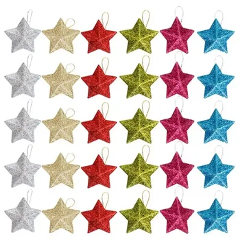 30Pcs Kalėdų Žvaigždė 3D Blizgučiai Žvaigždžių Papuošalai Partija Pasisako Aukso Milteliai Penkių Smailių Žvaigždė Kalėdų Eglutė Star Pakabukas Decors