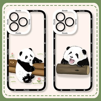 Animacinių filmų Giant Panda Atveju Xiaomi Redmi K60 K60E Pastaba 12 11 Turbo Pro Plus 10S 11S 9S 10 8 7 9 Pro Max 10C Silikono Padengti