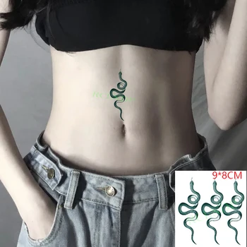 Atsparus vandeniui Laikina Tatuiruotė Lipdukai Žalia gyvatė, gyvūnų ins sexy cool netikrą Tatto 