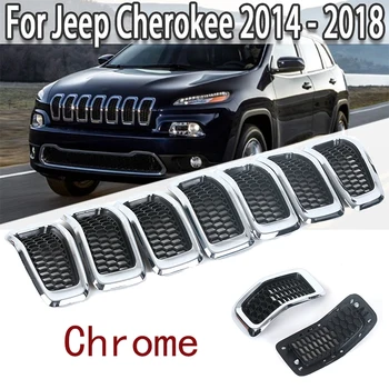 Automobilio Bamperio Centrinė Grotelės Padengti Apdaila Pakeisti Lenktynių Groteles, Groteles Dėl Jeep Cherokee 2014 2015 2016 2017 2018