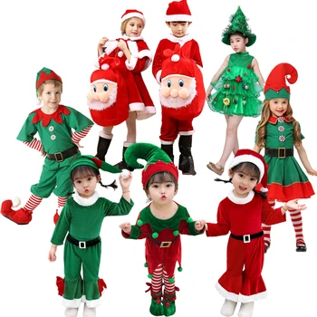Berniukų, Mergaičių Kalėdų Kostiumas Festivalis Santa Sąlyga Žalia Elf Kūdikių Vaikams, Naujų Metų Vaikams Drabužių Nustatyti Išgalvotas Kalėdos Šalis Suknelė