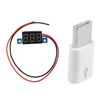 Digital Voltmeter LED Įtampos Panelė Metrų & USB C Tipo 3.1 Male Micro-USB 2.0 5 Pin Moterų Duomenis Adapteris