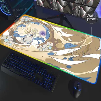 Genshin Poveikio RGB Stalas Kilimėlis Žaidėjus Mousepads Guma Pelės Mygtukai Anime Mielas Pelės Padas neslidus Pelės Kilimėliai vandeniui Pelės mygtukai