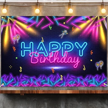 Happy Birthday Party Fone Grafiti Plytų Sienos, Lazerio Fluorescencijos Prom Gimtadienio Dekoras Reklama Fotografijos Fone