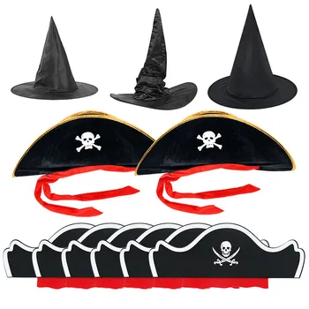 Helovinas Pirate Hat Bžūp Dekoro Cosplay Kostiumų Priedai Vaikams Suaugusiųjų Helovinas Maskuotis Šalis Naudingumo Rekvizitai Wizard Hat