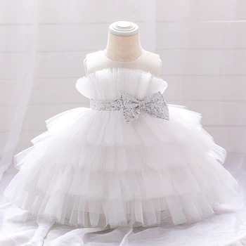 Kūdikių Lankas 1st Birthday Girl Dress Kostiumai Bamblys China Princess Tutu Šalies Vestuvinė Suknelė Baby Balta Pirmos Komunijos Suknelė