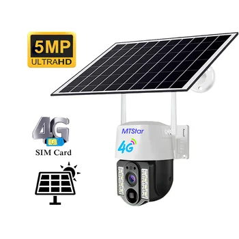 Lauko Saulės Mini Wi-fi, 4G SIM Kortelės Baterija PTZ Kamera 5MP Belaidžio Ilgai Mažai Energijos Vaizdo Stebėjimo Kameros