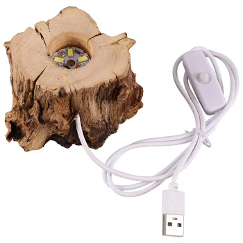Mediniai Krištolo Rutulį Stovėti Kelmas Formos Naktį Šviesos Stendas USB Įkrovimo LED Šviesos Turėtojas
