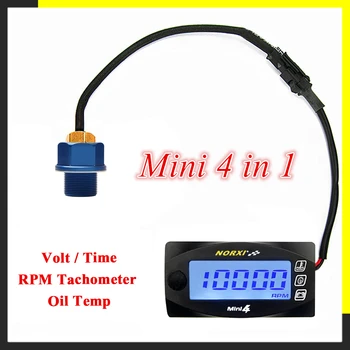 Motociklų alyvos temperatūra Įtampos Kartą RPM Tachometras Norxi Mini 4 1 LED Skaitmeninis Displėjus, Keturių metrų nmax125