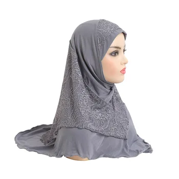 Musulmonų Nėrinių Kvėpuojantis Turbaną Ponios Skara Skraiste Suknelė Vientisa Spalva Skara Arabų Islamo Drabužių Turbaną 70*60