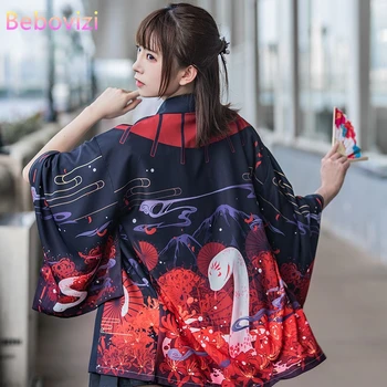Naujausias Vasaros Raudona Gyvatė Spausdinti Prarasti Japonų Kimono Megztinis Moterims, Vyrams Harajuku Haori Kimono Cosplay Palaidinė Top Yukata