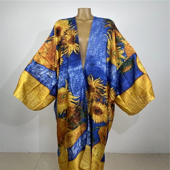 Naujosios Europos kimono Moterų Megztinis mezgimo kaftan Kokteilis sexcy Boho Paplūdimio Cover up Skraiste Afrikos Atostogų ilgomis Rankovėmis Chalatas,