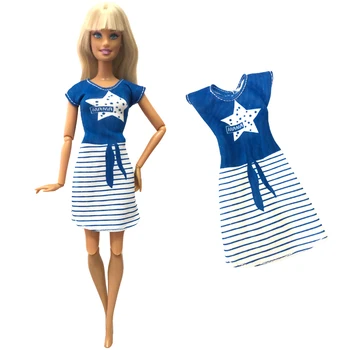NK 1 VNT Lėlės Suknelė Modernaus Modelio Mėlynos spalvos Sijonas Atsitiktinis Apranga Šalis Suknelė Drabužių, Aksesuarų Barbie Lėlės Vaikams Žaislas