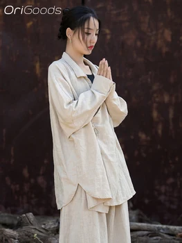 OriGoods Ilgai Kimono Marškinėliai Moterims Negabaritinių Prarasti ilgomis Rankovėmis Marškinėliai Kinijos Japonijoje Zen stiliaus Nišą Mori mergina Viršūnes Drabužius B179