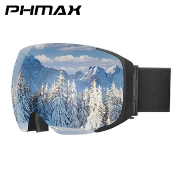 PHMAX Slidinėjimo Akiniai Frameless UV400 Apsauga Žiemą Magnetinio Slidinėjimo Akiniai Snow Akiniai Keičiamos Lęšių Vyrams, Moterims