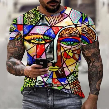 Picasso Abstraktaus Meno Tapybos Print T Shirt Streetwear Spausdinti Retro marškinėliai 2023 Hip-Hop Atsitiktinis Mados Negabaritinių S-5XL