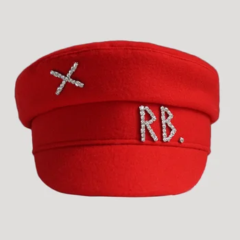 Rudenį, Žiemą Newsboy Kepurės Moterų Vilnos Diamond Laišką Kepurės Baker Boy Bžūp S-XL