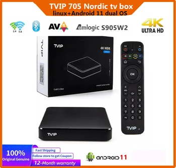TVIP705 Linux Android11 4K Ultra HD Šiaurės TV Box 2.4 G/5G dual WiFi Tvip Lauke Tvip605 H. 265 set top box TVIP 705 Media Player