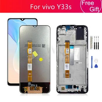 Už Vivo Y33s LCD Ekranas Jutiklinis Ekranas skaitmeninis keitiklis komplektuojami Su Rėmo V2109 Ekrano Pakeitimas, remontas, dalys, 6.58