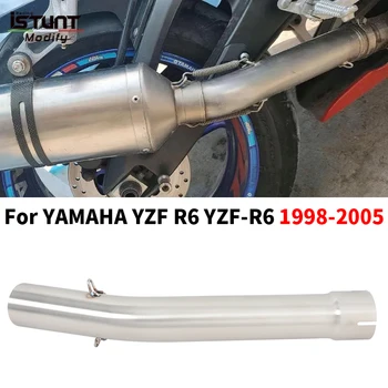 Už YAMAHA YZF R6 YZF-R6 1998-2005 M. Motociklo Išmetimo Pabėgti Sistema Modifikuotų Duslintuvo 51mm Nerūdijančio plieno Vidurio Link Vamzdžio
