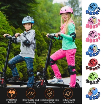 Vaikams, Sporto Šalmo Komplektas su antkeliais Riešo Apsaugų Alkūnės Pagalvėlės Reguliuojamas Šalmo