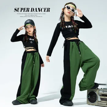 Vaikų Rinkiniai gatvės stiliaus šokio kostiumų mergina džiazo šokio spektaklis, mada vaikams hip-hop jazz drabužių Spalvų minkšta