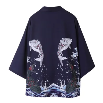 Vyrų Derliaus Yukata Vasaros Paplūdimio Drabužius, Drabužius Japonijos Moteris Kimono Karpis Spausdinti Cardigan Cosplay Marškinėliai Palaidinė